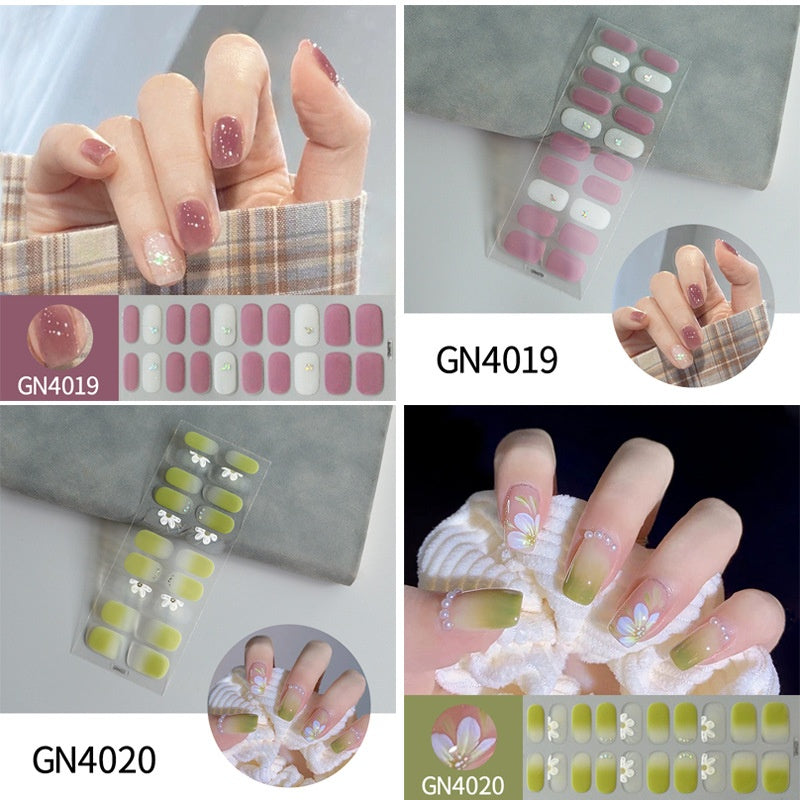 Finger Baking-free Gel Nail Stickers Simple Grid Line Nail Sticker One Piece