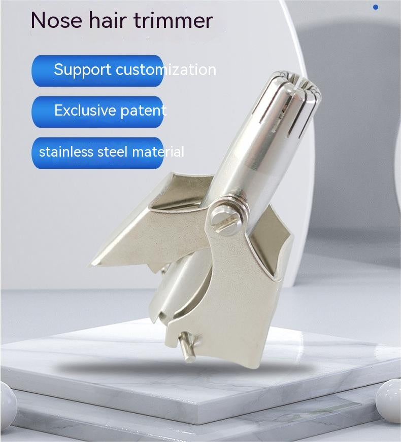 Nose Hair Trimmer Factory In Stock Stainless Steel Men's Vibrissac Scissors Washable Nose Hair Trimmer One Piece