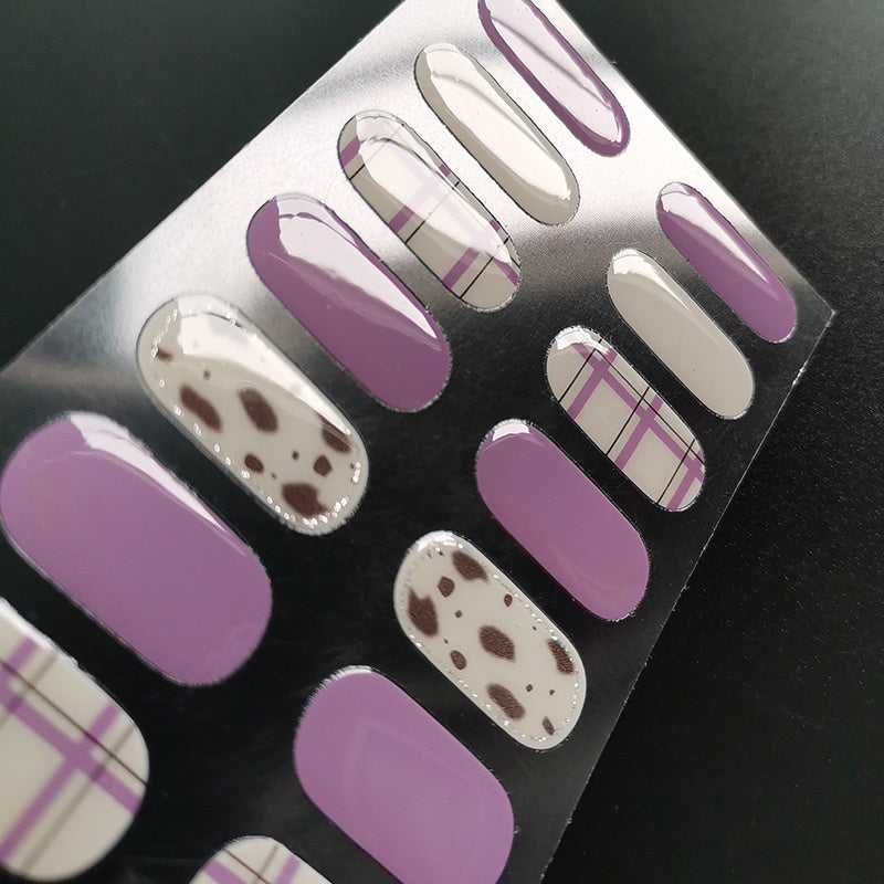 Finger Baking-free Gel Nail Stickers Simple Grid Line Nail Sticker One Piece