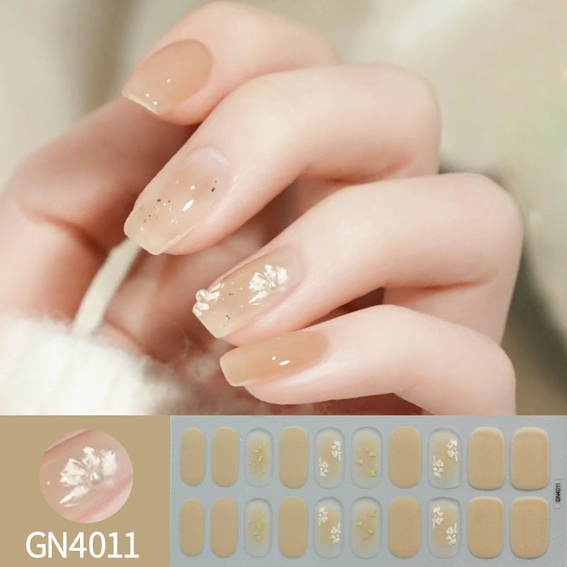Finger Baking-free Gel Nail Stickers Simple Grid Line Nail Sticker One Piece