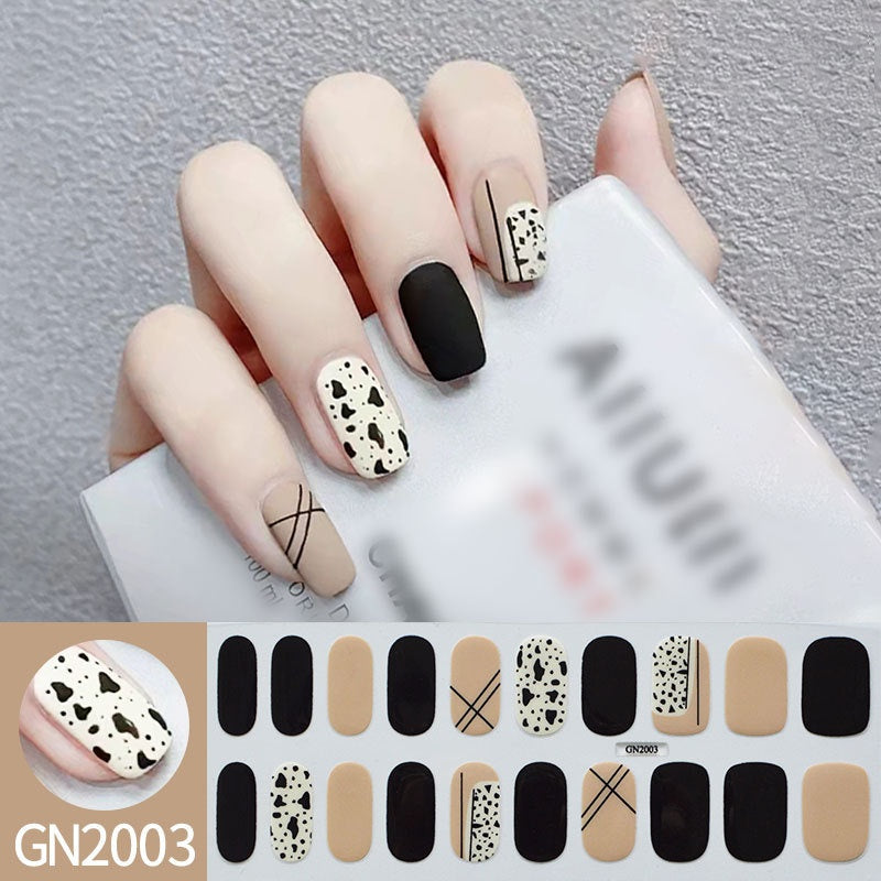 Finger Baking-free Gel Nail Stickers Simple Grid Line Nail Sticker One Piece